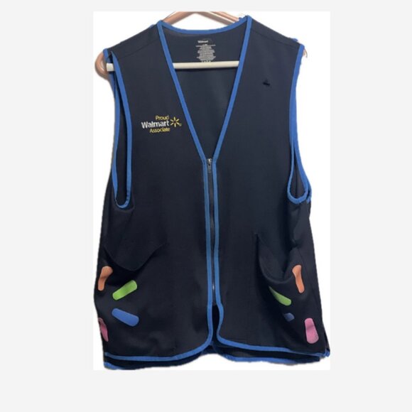 Walmart Employee Vest Women's Size Small Blue W/Logo 2 Front Pockets Polyester - Picture 1 of 3